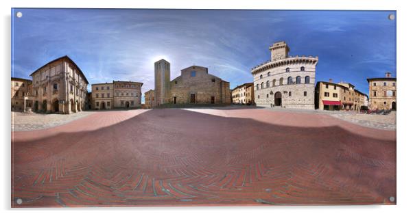 Piazza in Tuscany Italy Acrylic by MIKE POBEGA