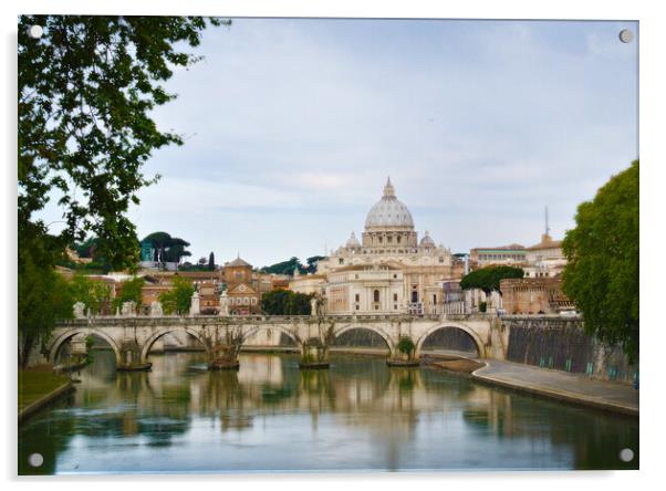 St Peters across Tiber Acrylic by MIKE POBEGA