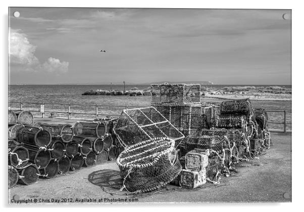 Fishing nets at Mudeford Quay Acrylic by Chris Day