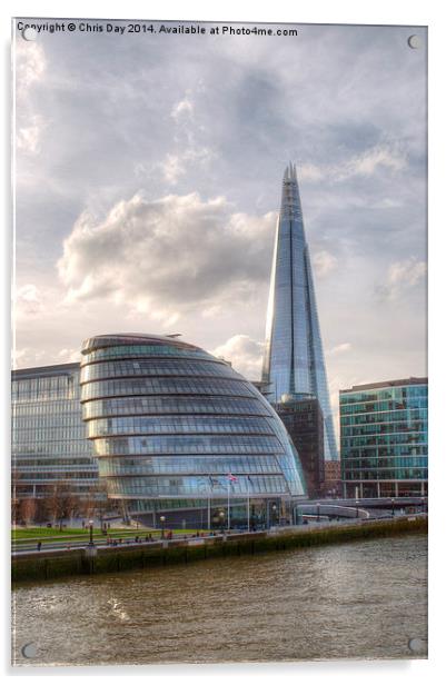 The Shard and City Hall Acrylic by Chris Day