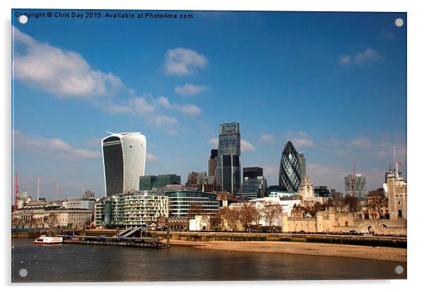 City of London Skyline Acrylic by Chris Day
