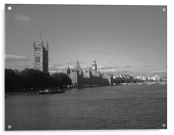 Palace of Westminster in Black and White Acrylic by Chris Day