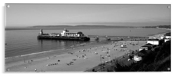 Bournemouth pier and beach in black and white Acrylic by Chris Day