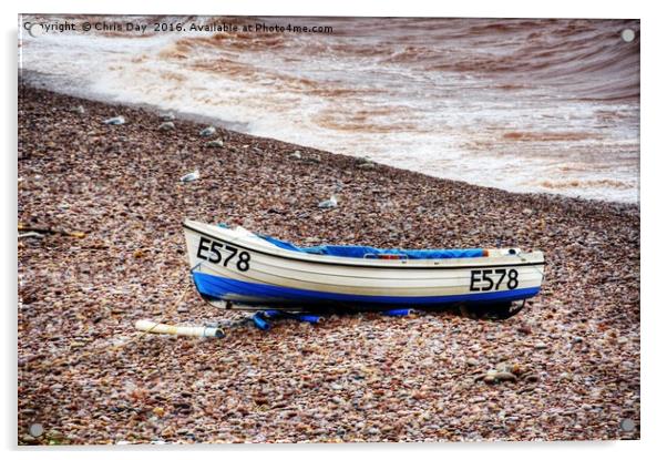 Boat on Budleigh Salterton Beach Acrylic by Chris Day