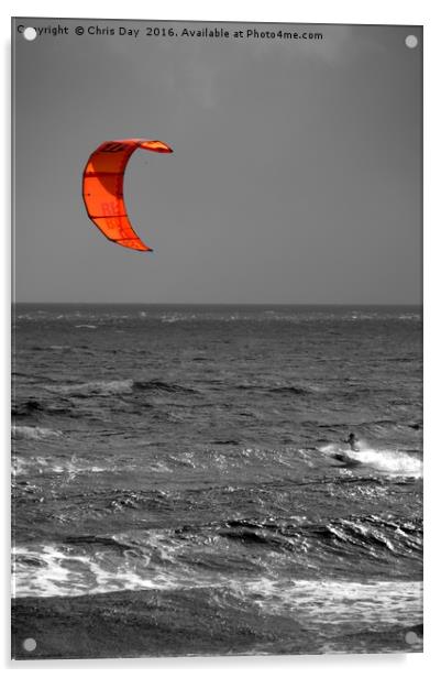 Kite Surfer Acrylic by Chris Day
