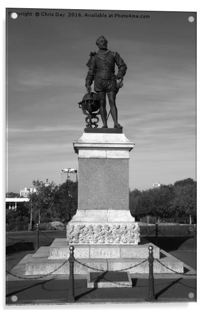 Sir Francis Drake statue on Plymouth Hoe Acrylic by Chris Day