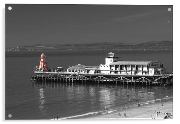 Bournemouth Pier and the Red Helter Skelter Acrylic by Chris Day