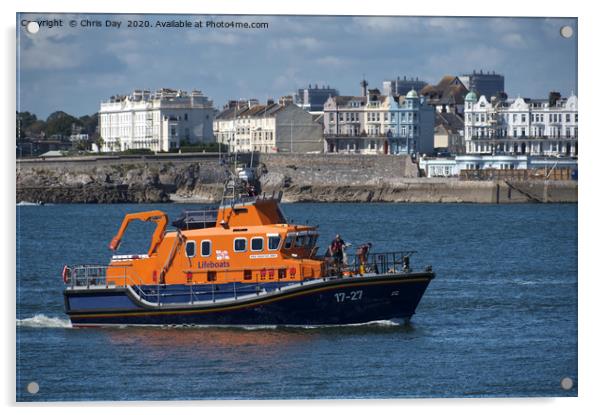 RNLB Volunteer Spirit entering Cattewater Acrylic by Chris Day