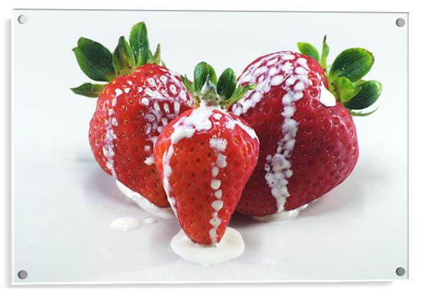 Strawberries and cream Acrylic by Chris Day