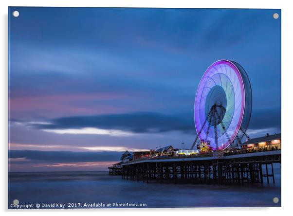 Central Pier Blackpool at night Acrylic by David Kay