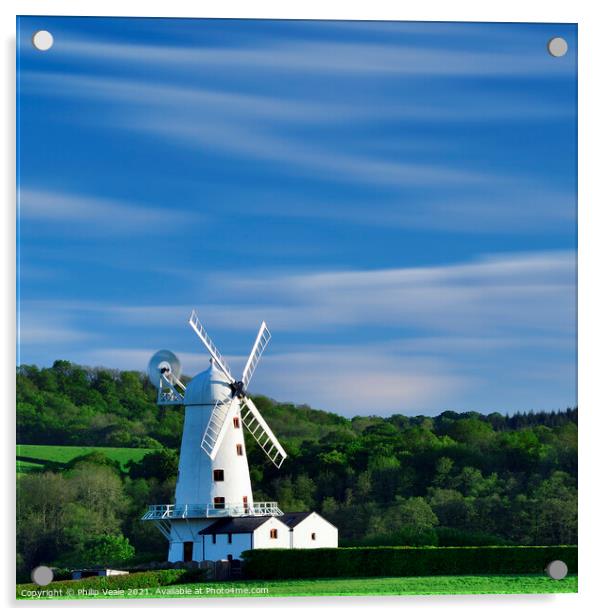 Llancayo Windmill: A Summer's Resurgence Acrylic by Philip Veale
