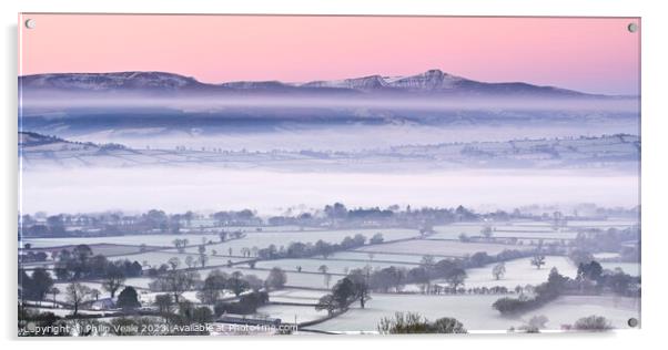 Bannau Brycheiniog Winter Dawn. Acrylic by Philip Veale