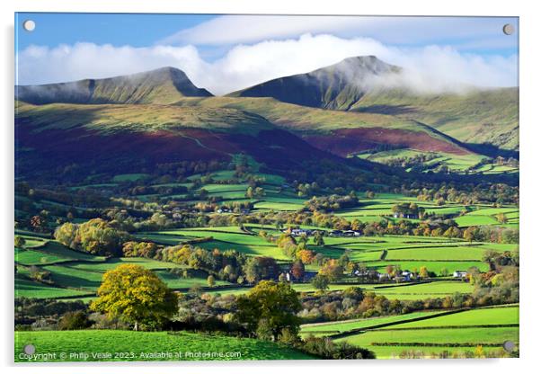 Bannau Brycheiniog (Brecon Beacons) Mist Shrouded Peaks. Acrylic by Philip Veale