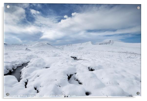 Bannau Brycheiniog Winter Panoramic. Acrylic by Philip Veale