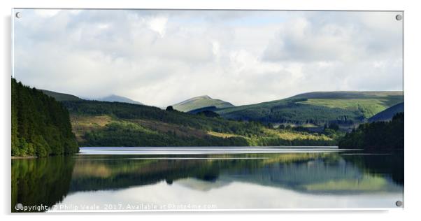 Cribyn Reflection in Pontsticill Reservoir. Acrylic by Philip Veale