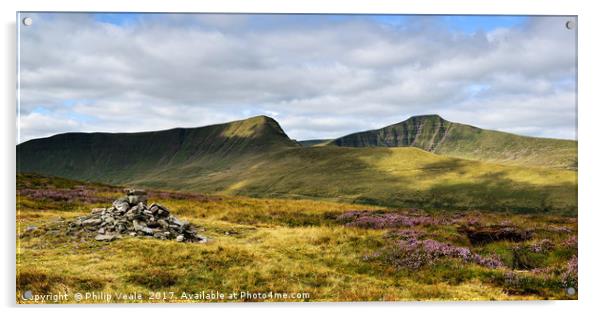 Brecon Beacons Peaks in Summer. Acrylic by Philip Veale