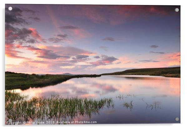 Keepers Pond Blaenavon at Sunset. Acrylic by Philip Veale