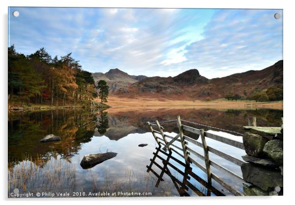 Blea Tarn's Dawn Reflection of Serenity. Acrylic by Philip Veale
