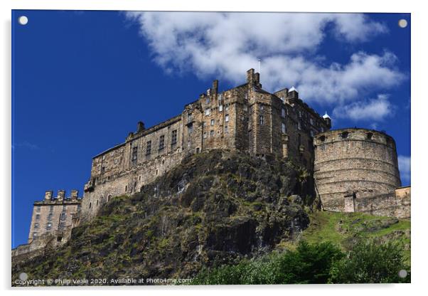 Edinburgh Castle Dominating the Scottish Skyline. Acrylic by Philip Veale