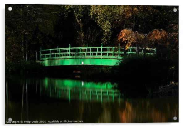 Festival Park Japanese Bridge, Ebbw Vale. Acrylic by Philip Veale