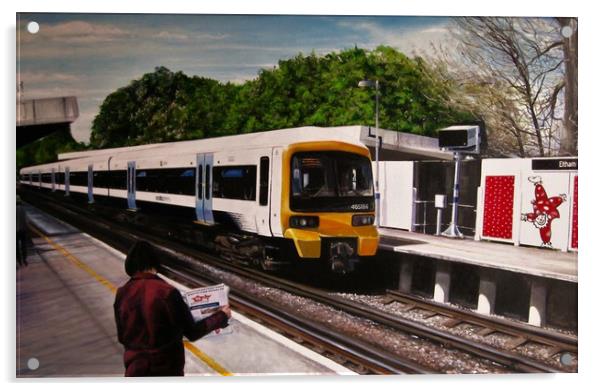 Train on the Platform  Acrylic by David Reeves - Payne