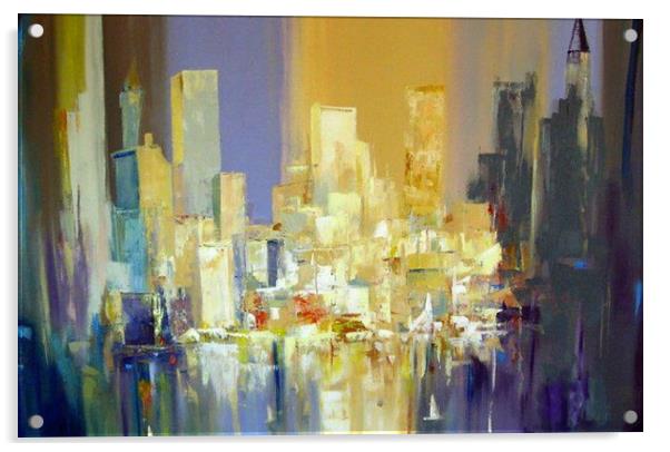 Manhattan Skyline Acrylic by David Reeves - Payne