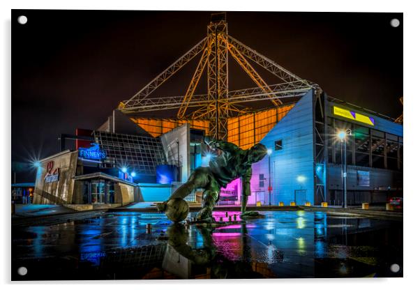 Preston North End Stadium & Sir Tom Finney Statue  Acrylic by Shafiq Khan