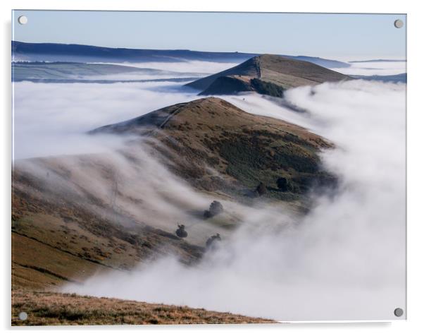 Clouds pouring over the ridge at Mam Tor during an Acrylic by Chantal Cooper