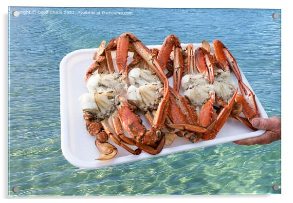 A platter of freshly caught and cooked Blue Swimmer Crabs  Acrylic by Geoff Childs