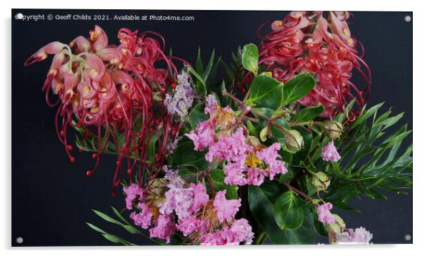 Selection of beautiful Grevillea and Lantana bloss Acrylic by Geoff Childs