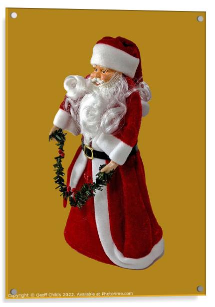 Xmas Theme image of a brightly coloured full length Santa Clause Acrylic by Geoff Childs