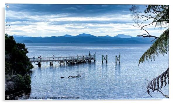 Tasmania West Coast. Blue coloured Tasmanian scenic waterscape w Acrylic by Geoff Childs