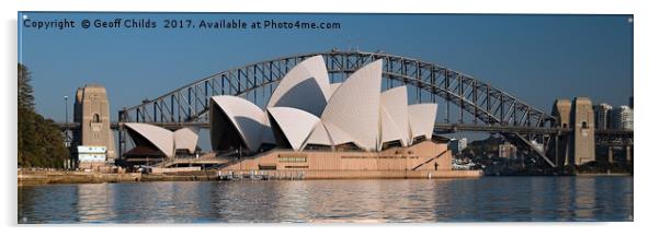 Sydney Harbour Bridge, city landscape Acrylic by Geoff Childs