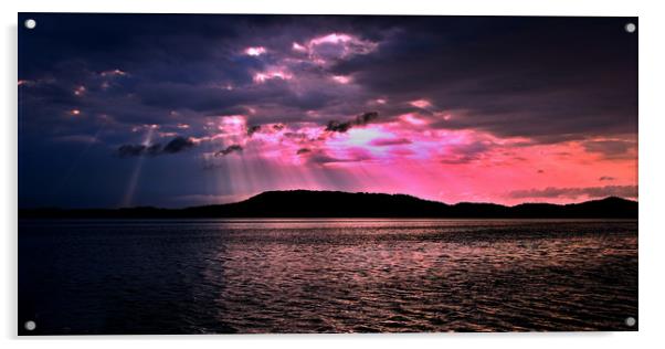Pink beauty sunrise seascape. Australia. Acrylic by Geoff Childs