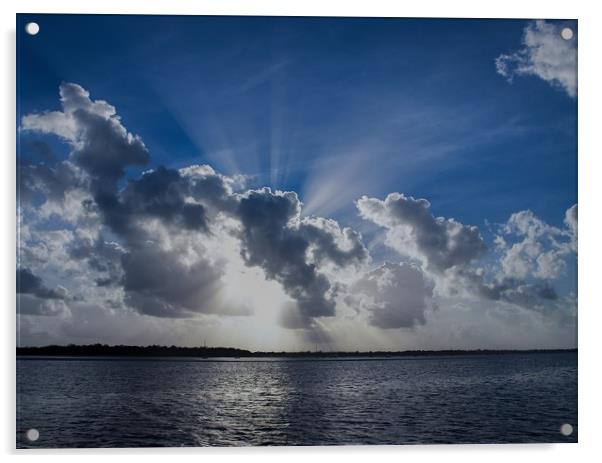 Magnificent Sunbeam Cloudscape. Acrylic by Geoff Childs