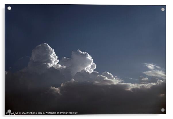 White Cumulonimbus Cloud in Blue Sky Acrylic by Geoff Childs
