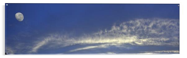 White Cirrus Cloud in Blue Sky Acrylic by Geoff Childs