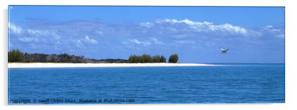 White pristine sandy beach, Fraser Island Acrylic by Geoff Childs