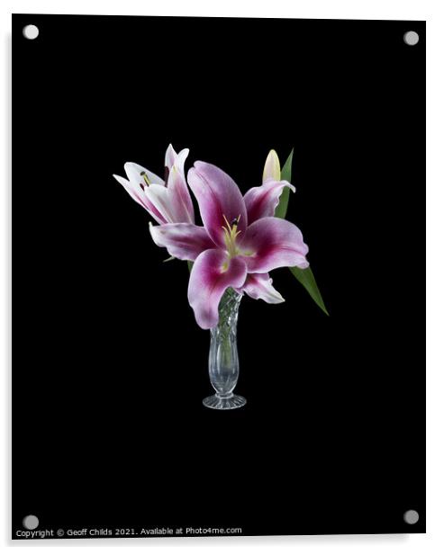  Pretty purple Lily in a Vase.  Acrylic by Geoff Childs