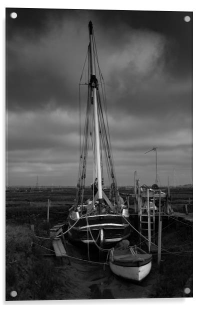 Tide out at Tollesbury Marina, Essex Acrylic by Joanna Pinder