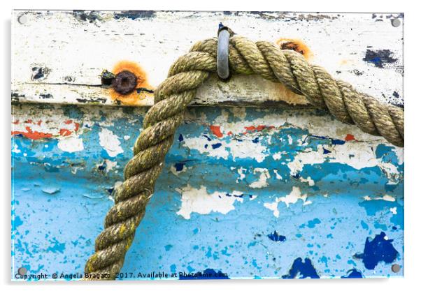 Rope on old boat Acrylic by Angela Bragato