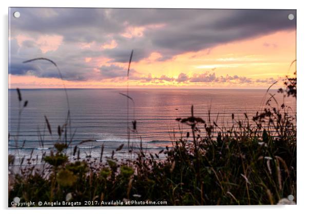 Sunset in Cornwall Acrylic by Angela Bragato