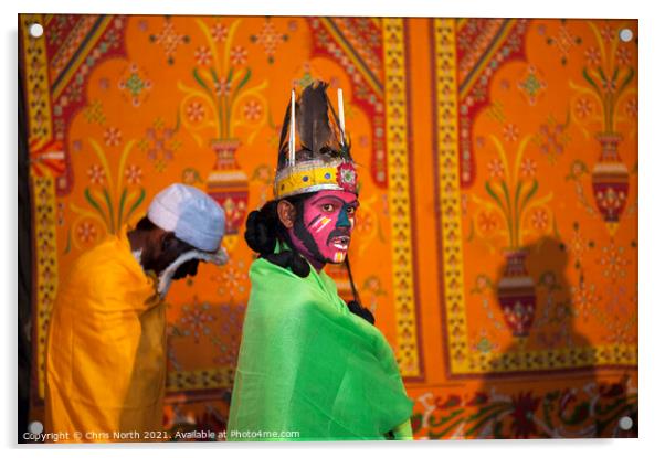 Dances in traditional costume at the Camel fair Jaisalmer Acrylic by Chris North