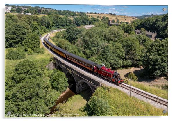 Ivatt Class steam train on the Keighley and Worth Valley Railway. Acrylic by Chris North