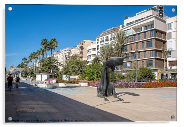 Statue to a dog on Estepona  promenade. Acrylic by Chris North