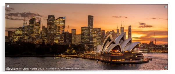 Sunset over Sydney Opera House Acrylic by Chris North