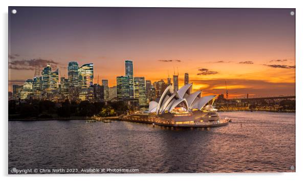 Sydney Opera House at sunset. Acrylic by Chris North