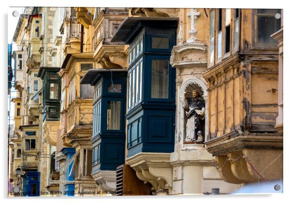 Backstreet in old Valletta, Malta. Acrylic by Chris North