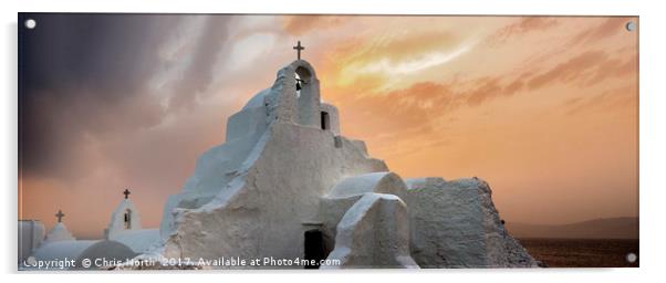 Church of Panagia Paraportani at Mykonos. Acrylic by Chris North