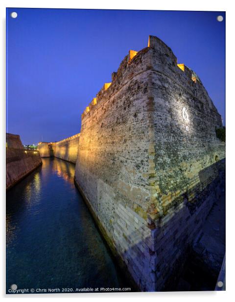 The Royal walls of Ceuta , the fortifications around Ceuta. Acrylic by Chris North